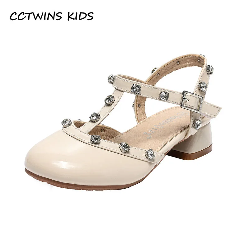 

Girls Princess Shoes 2023 Summer Kids Fashion Mary Jane Dress Party Sandals Toddler Middle Heel Baby Brand Rhinestone Soft Sole
