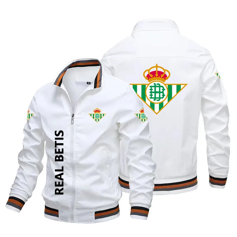 

2022 New Men's Casual Fashion Jacket Trend Royal Betis Logo Print Long Sleeve Zipper Jacket