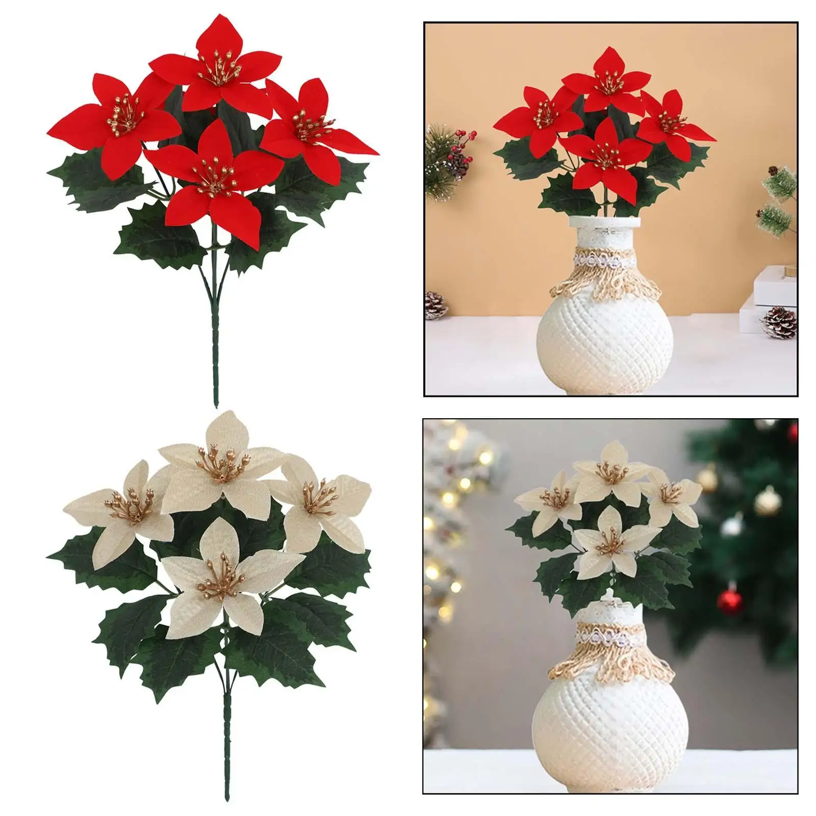 Искусственные рождественские цветы реалистичный садовый реквизит для