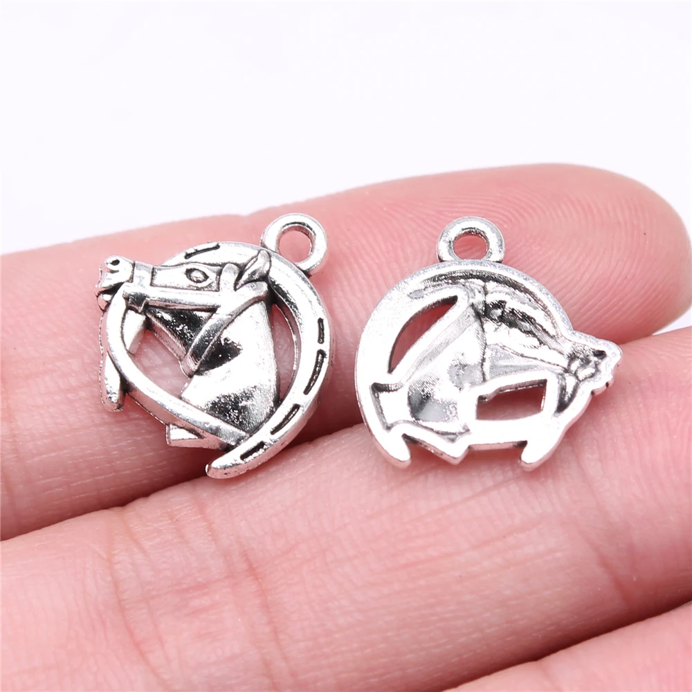 

20pcs Lucky Horse Shoe Horse Head Charms 17x15mmAntique Bronze,Silver Color Pendant Jewelry MakingDIY Jewelry accessories