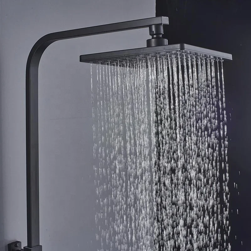 Душевая колонна Azeta квадратная настенная дождевая черная латунь для ванной