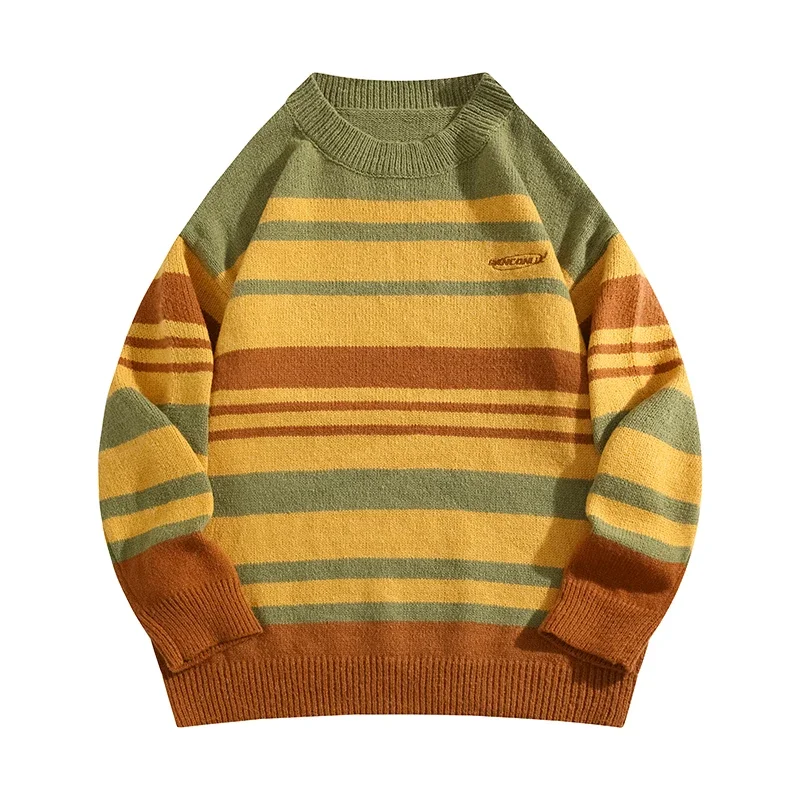 Мужские и женские Полосатые свитера контрастных цветов Осень-зима национальный