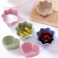 creative mini plate heart shape seasoning dishes flower shape wheat straw sauce dishes kitchen tableware home supplies