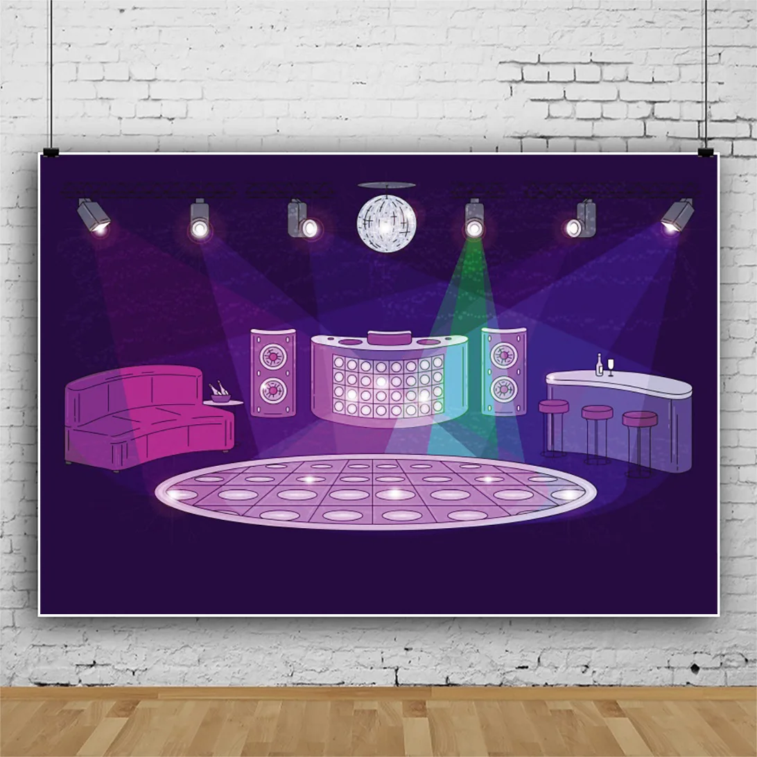 

Фиолетовый бальный зал музыка танцы Дискотека Вечеринка огни фон портрет фотографии фотозона Декор фоны фотосессия студия
