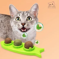 Pet Cat Toy Healthy Natural Removes Hair Ball to Promote Digestion Cat Grass Snack Pet Natural Catnip Cat Wall Stick-on Ball