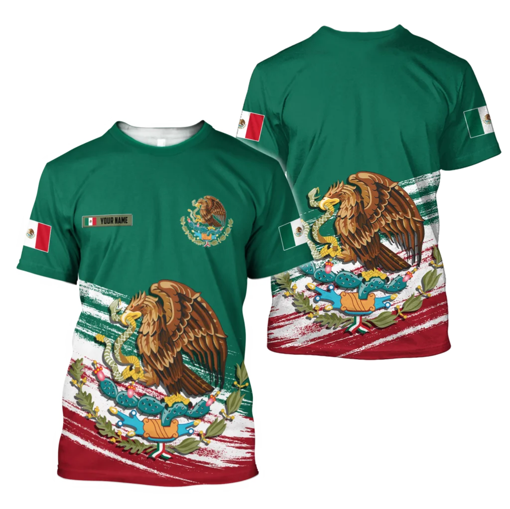 

2021 New Mexico Eagle American Skull World National Emblem Map Flag 3D Fashion Full Print Rundhals T-Shirt Männer und Frauen -02