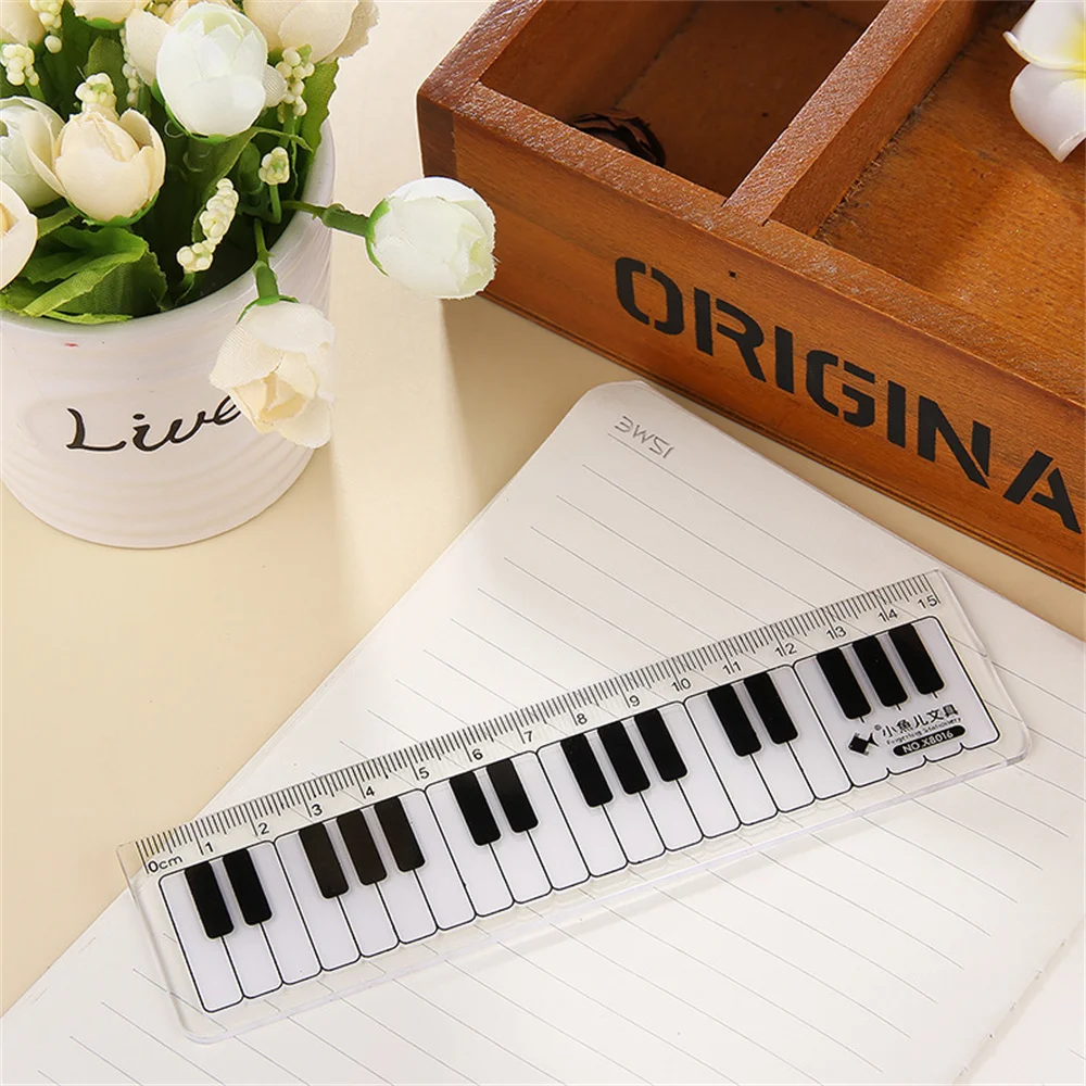 

15cm Plastic Straight Rulers Black White Musical Notes Piano Transparent Multifunction DIY Drawing Rulers Measuring Stationery