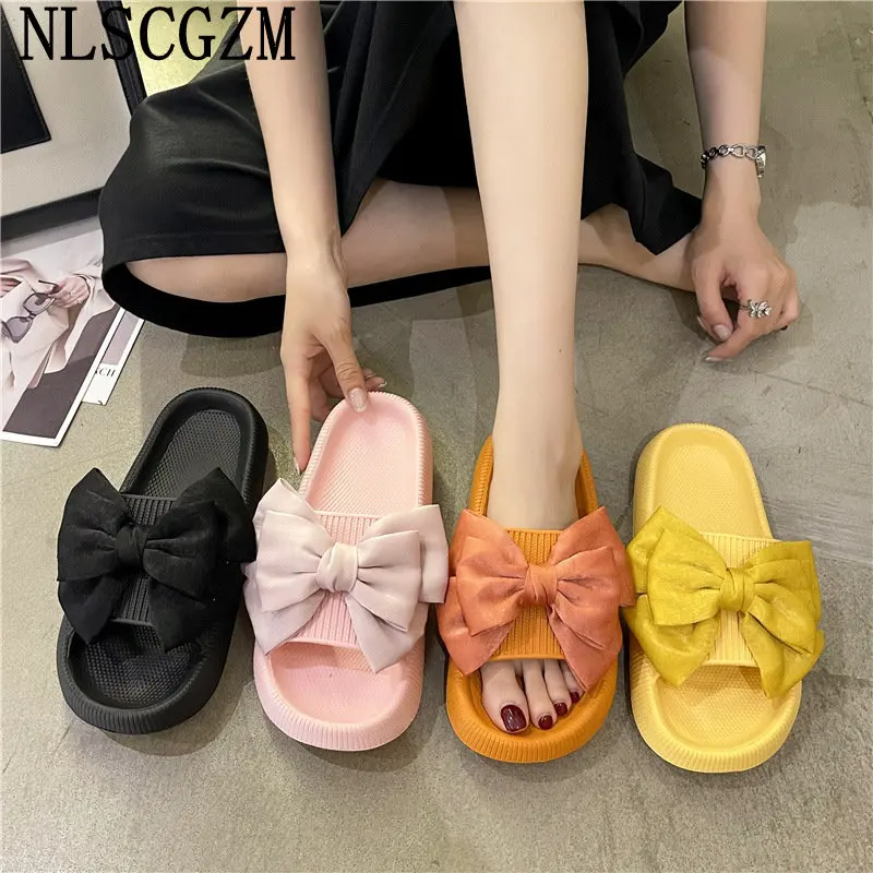 

Slippers Women Luxury Platform Shoes Slippers for Woman Ladies Shoes Butterfly Knot Summer Slides Shoes тапочки женские домашие