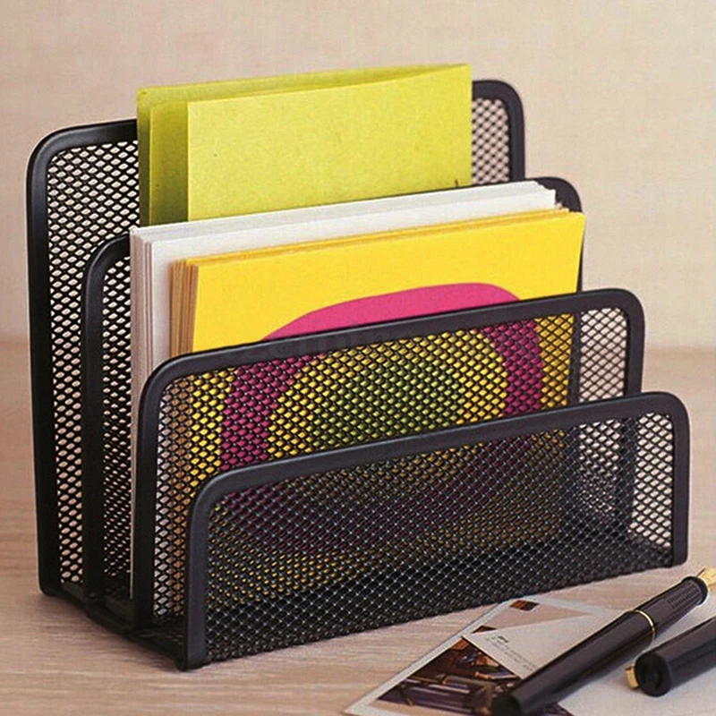 

Black Mesh Letter Paper File Storage Rack Holder Tray Organiser Desktop Office