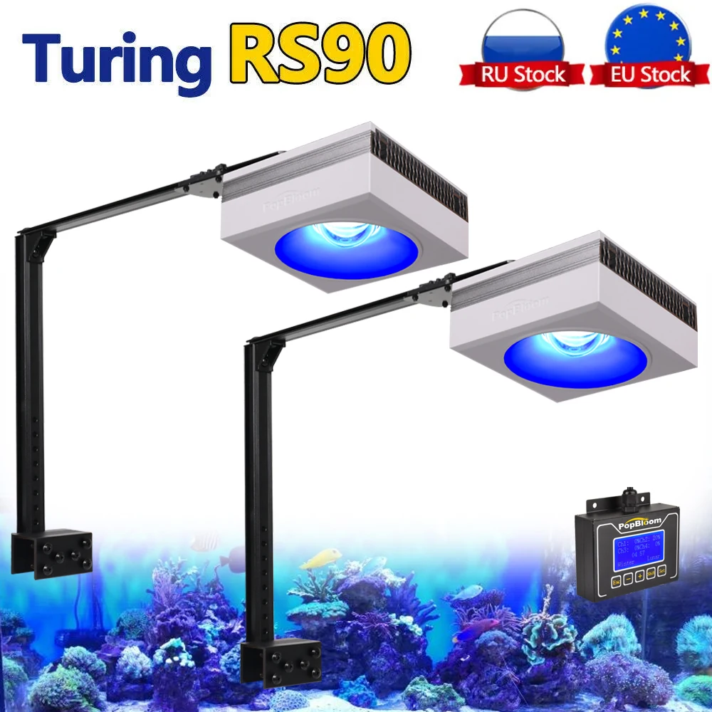 

2PCS PopBloom RS90 Marine Aquarium Light, Coral Reef Aquarium lamp for 36"/90cm SPS/LPS Fish Tank, Saltwater Aquarium Led Light