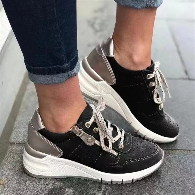 2021 Breathable Sneakers Women Vulcanized  Casual Shoes New Styles Striped Mesh Platform Ladies Trend Sneakers Zapatillas Mujer