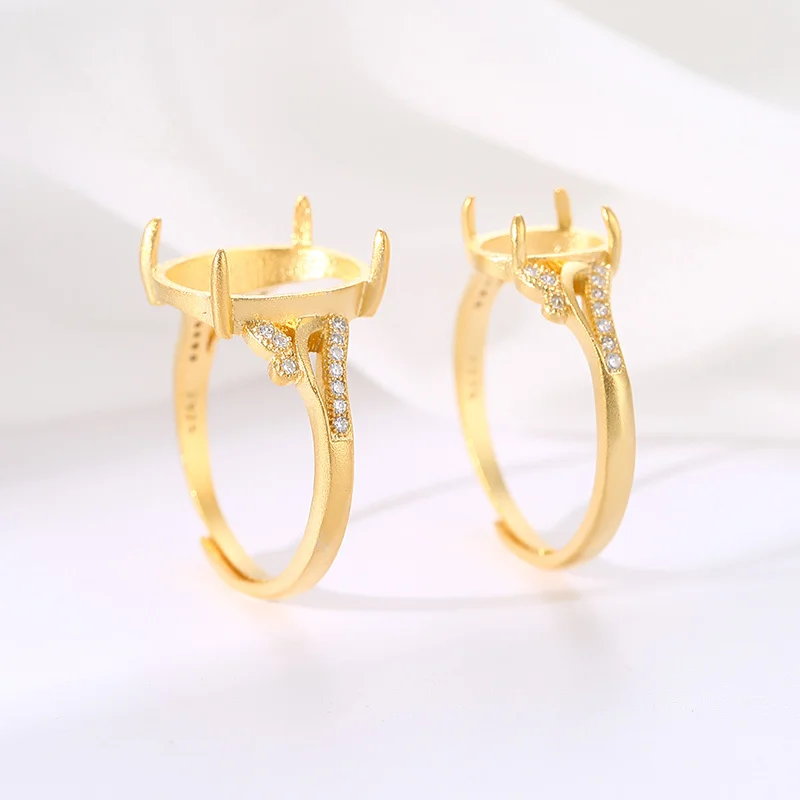 

925 Sterling Silver Ancient Method Silver Ring Empty Holder 11 * 13 12 * 14 Sand Gold Empty Holder 8 * 10 * 12 * 16 11 * 15