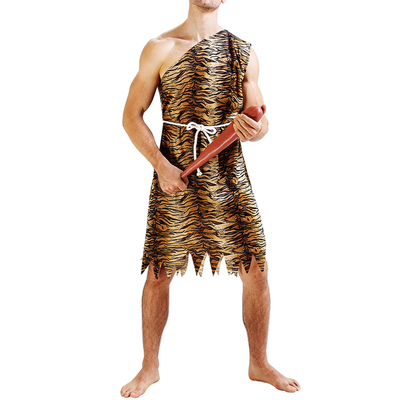 Взрослый костюм пещерного человека на Хэллоуин для женщин/мужчин с леопардовым