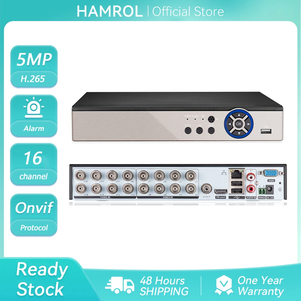 Фото 16-канальный AHD CCTV DVR 5MP-N 5в1 AHD TVI CVI CVBS IP-камера Ai Face Detection Гибридный цифровой видеорегистратор Система безопасности H.265 №1