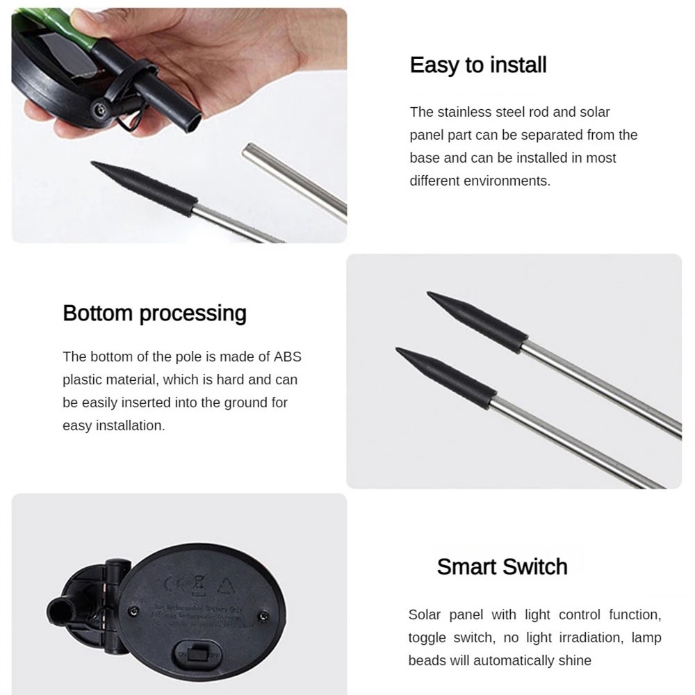 Фонарик на солнечной энергии водонепроницаемый солнечный свет фиалки садовые