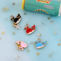 10pcs alloy dripping oil cartoon cute whale pendant charm diy earrings accessories bracelet floating jewelry accessories