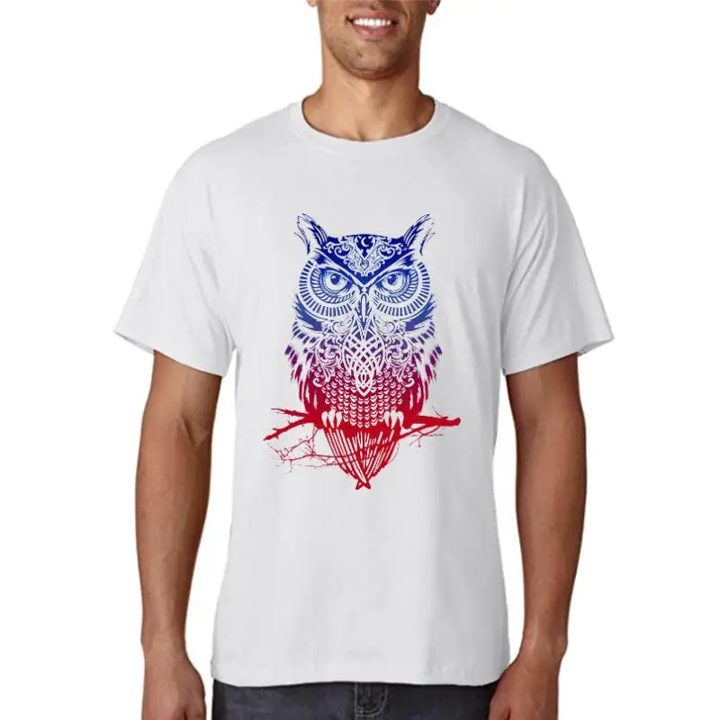 

Футболка мужская с принтом совы, Повседневная Свободная рубашка из 100% хлопка, с круглым вырезом и короткими рукавами, Топ
