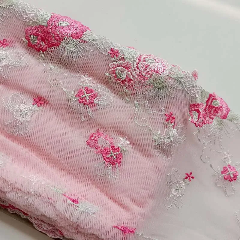 13 метров розовая Цветочная вышитая Тюлевая кружевная отделка сделай сам для