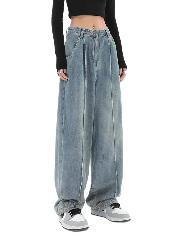 

2022 Autumn Casual Wash Denim Pants Fashion Jeans For Women Wide Leg All-Match Loose Baggy High Street Long Trousers