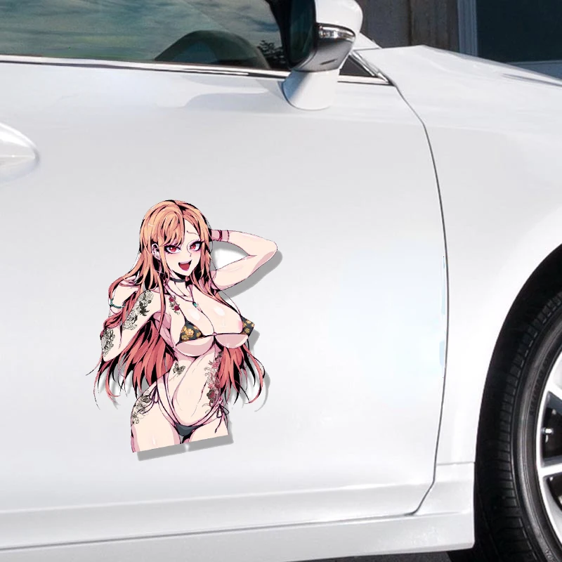 

CG Car Sticker Bikini Kitagawa Car Sticker My Dress-Up Darling Sketch Waifu Decals JDM Cartoon Peek Girl Sticker Anime Car Decor