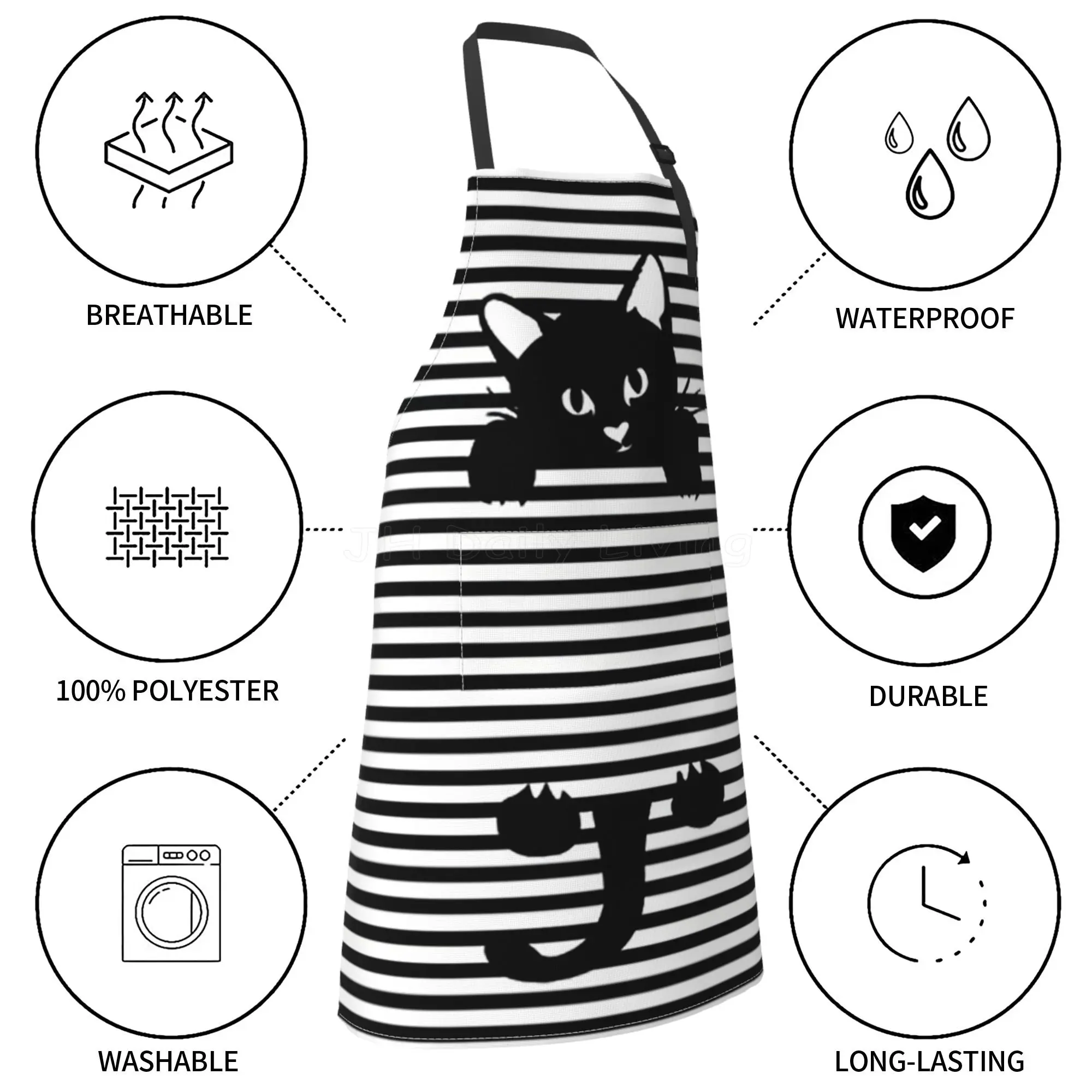 Милый фартук с мультяшным котом и карманами кухонный нагрудник