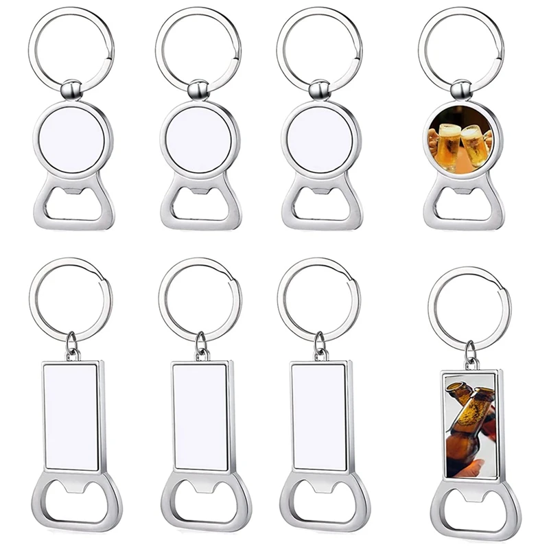 

Sublimation Blanks KeyRings Metal Bottle Opener Blank DIY Keychains,Heat Transfer Sublimation Keychains for Families