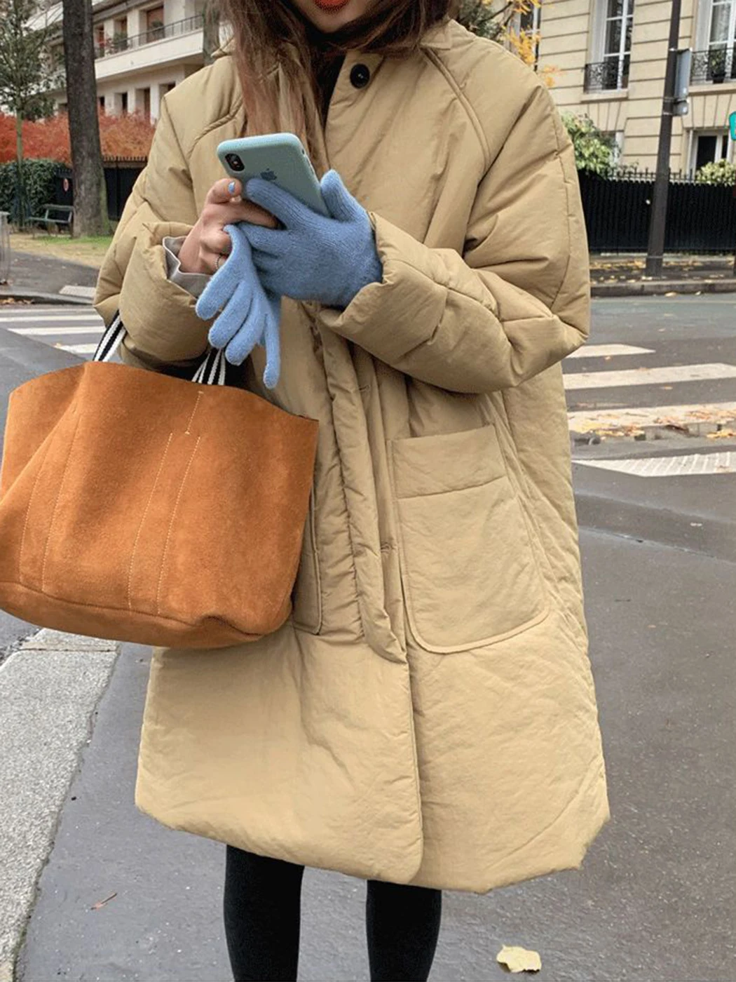 

2022 Winter Autumn Warm Long Parkas Coat Retro Casual Solid Color Pocket Mid-length Cotton Thickened Trendy Female Jacket