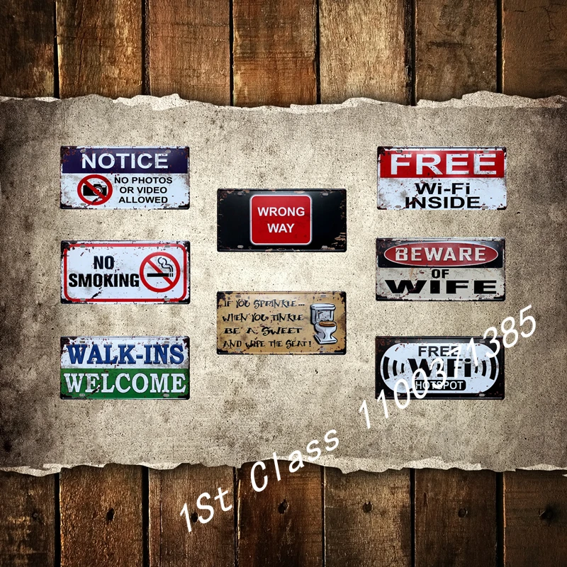 

Notice No Photos Or Video Smoking Metal Poster Beware Of Free Wifi Tin Signs Vintage Home Wall Decoration License Plate