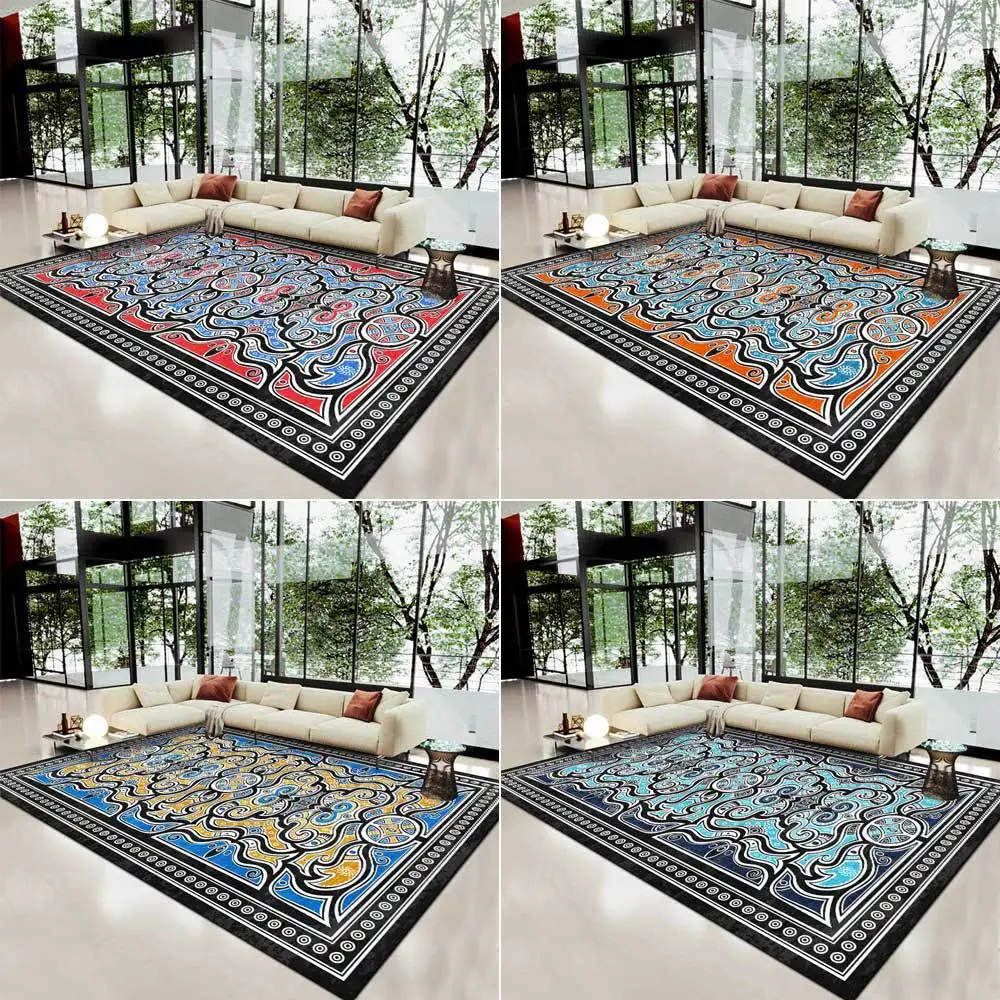 

European Red Blue Rugs and Carpets for Home Living Room Decoration Nordic Lounge Rug Boho Large Soft Bedroom Carpets Floor Mat