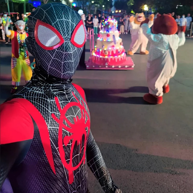 Anime Spiderman Miles Morales Cosplay Costume 3D Print Into The Verse Spider Man Halloween Zentai Bodysuit For Adult Kids images - 6