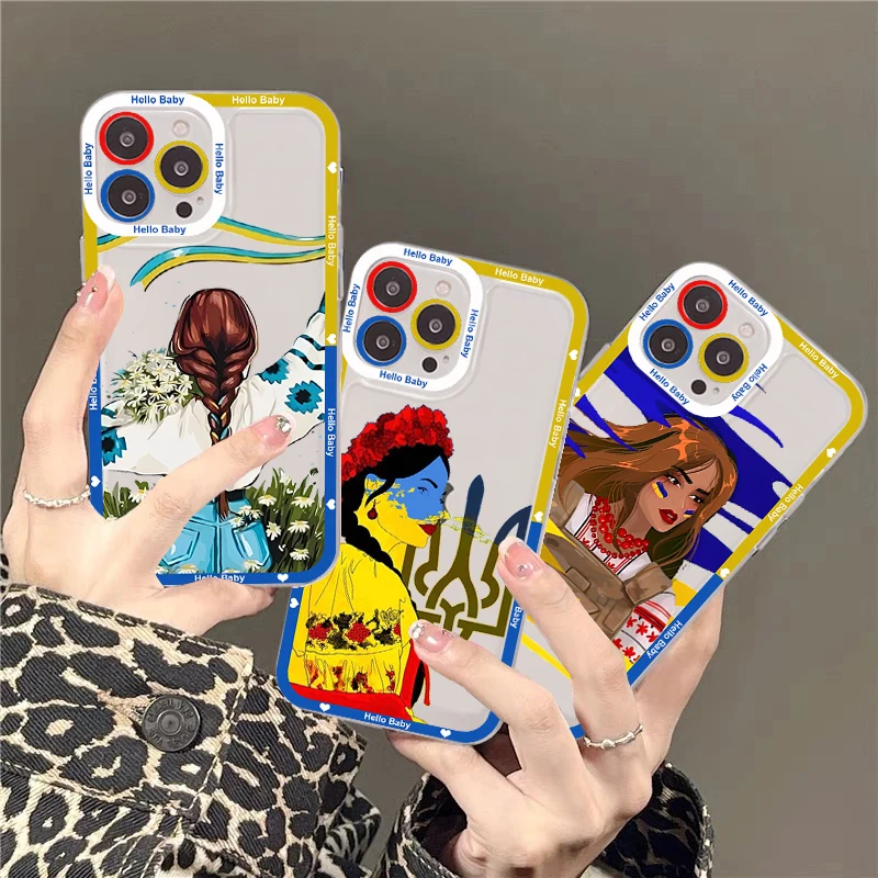 

Ukraine Flag Girl Pattern Phone Case For IPhone 13 14 Pro Max XS XR 12 11 Pro 13 Mini 6 7 8 Plus Soft Clear Back Cover
