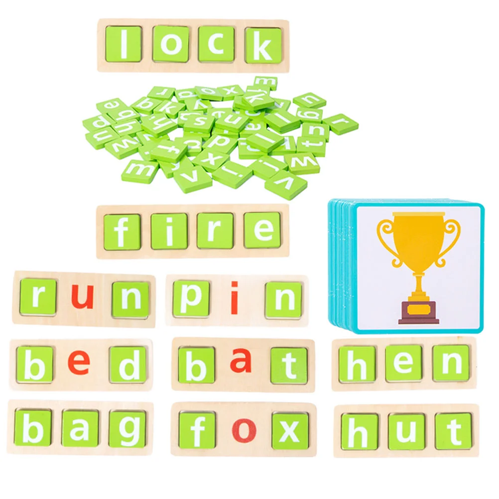 

Letter Card Toy Spelling Kid Educational Tool Wood For Toddlers Puzzle Kids Block Children Games Learning Alphabet Cognitive