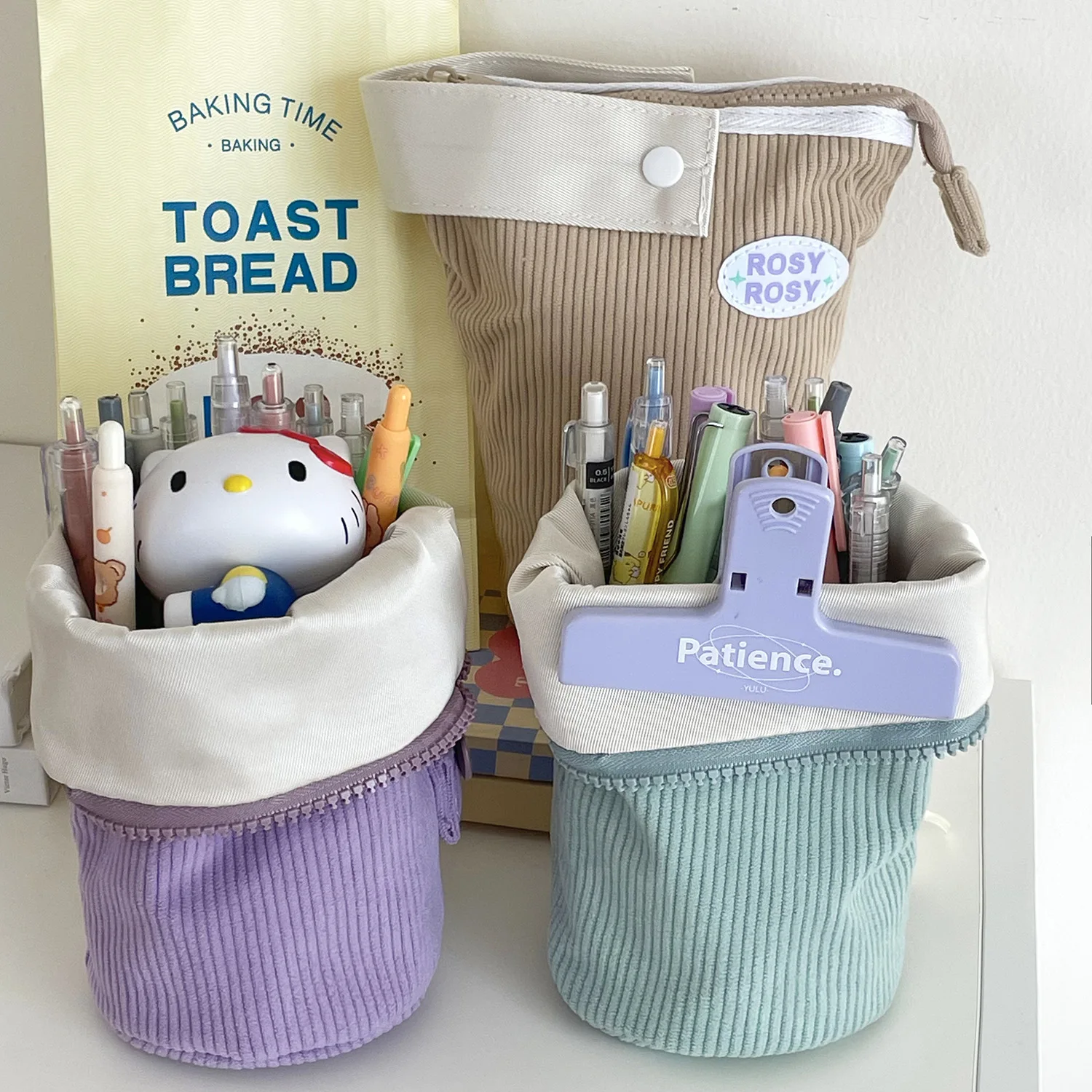 Вельветовый Карандаш Большой Емкости Милый Мультяшный Пенал Женский