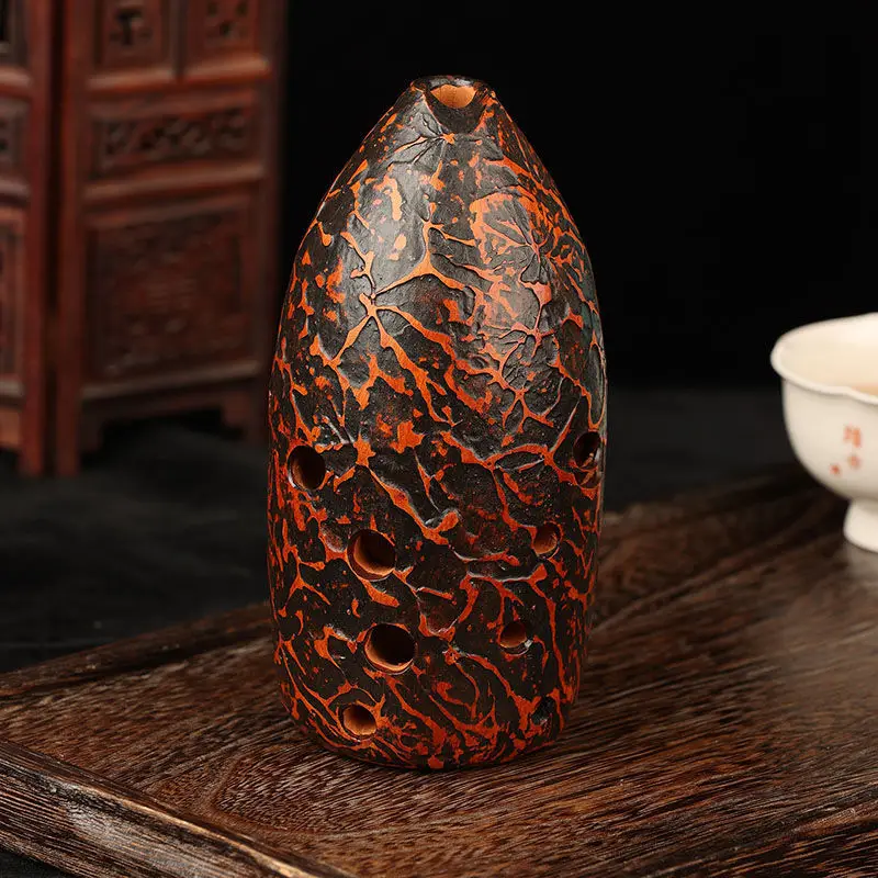 

Stone Pattern Ocarina 10 Holes Professional Ethnic Style Chinese Style Stage Performance Orff Musical Instrument for Beginners