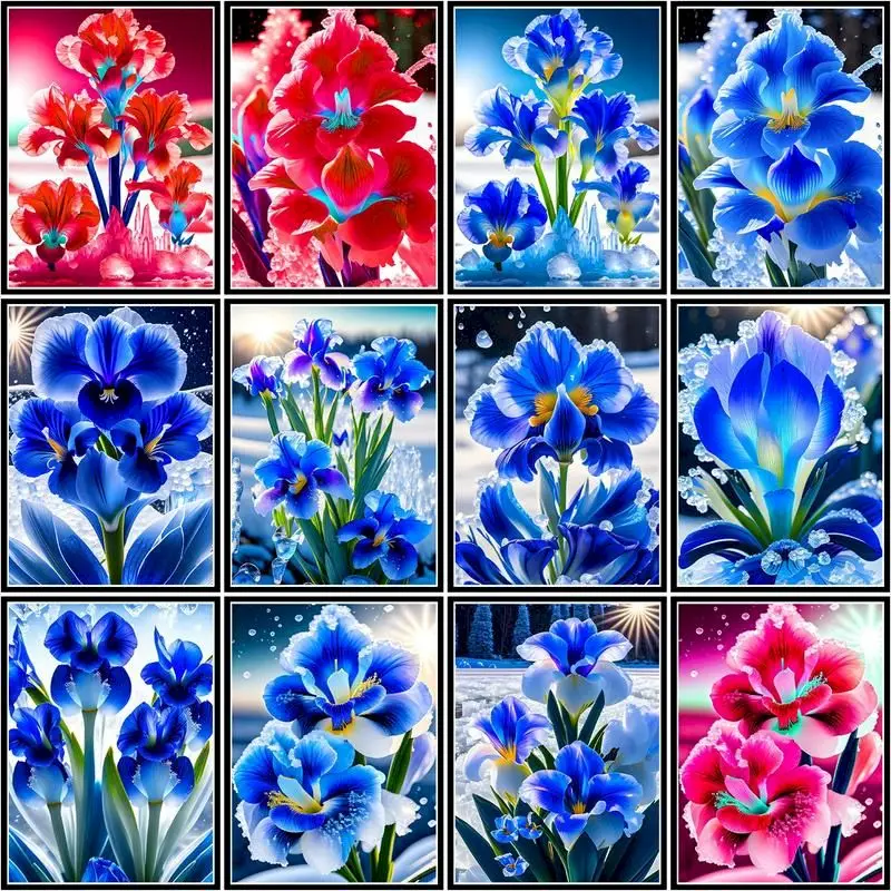 GATYZTORY 40x50 см Раскраска по номерам синяя Радужная Стена искусство картины по номерам цветы 75x60 см для взрослых Diy рамка украшение для дома