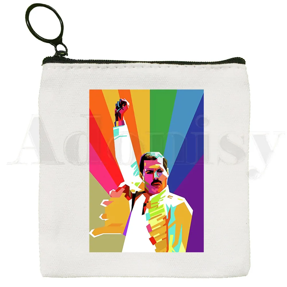 Freddie Mercury The Queen Band Rock Music Coin Purse Illustration Key Case Simple Small Cloth Bag New Creative Coin Purse