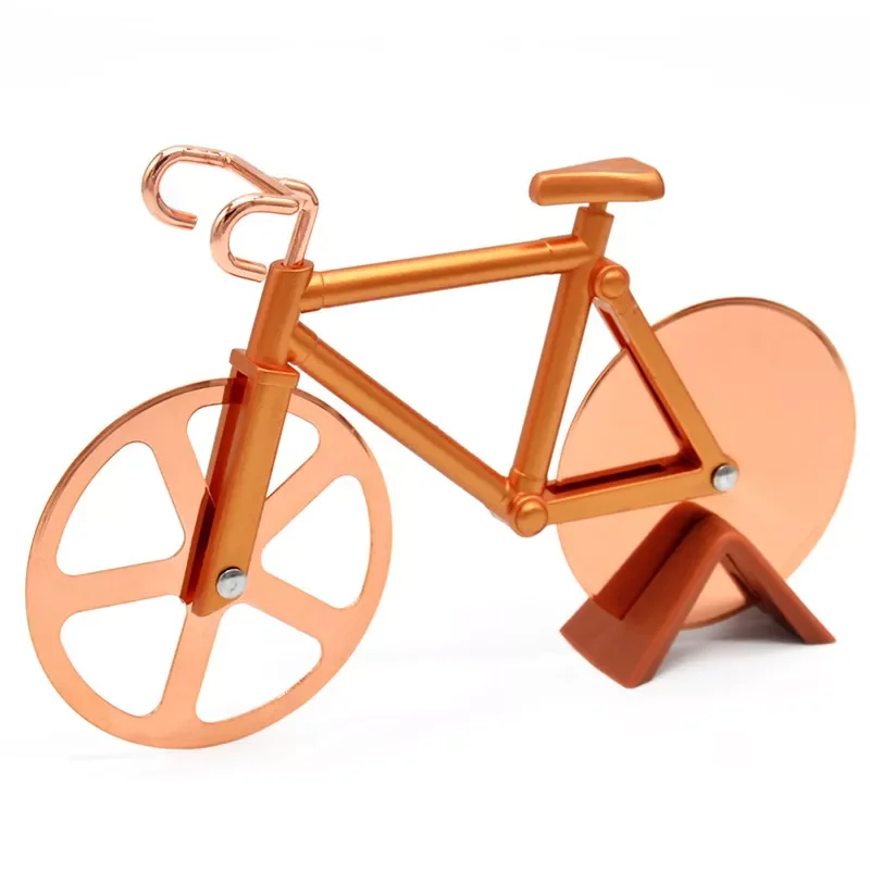 

Bicycle Pizza Cutter - Stainless Steel Non-Stick Cutting Wheels - Display Stand - A very Cool Gift for Christmas