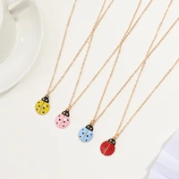 4 colors enamel ladybird pendant necklace women cute lady beetle dangle fashion ladybug necklaces for girl kid gift fine jewelry
