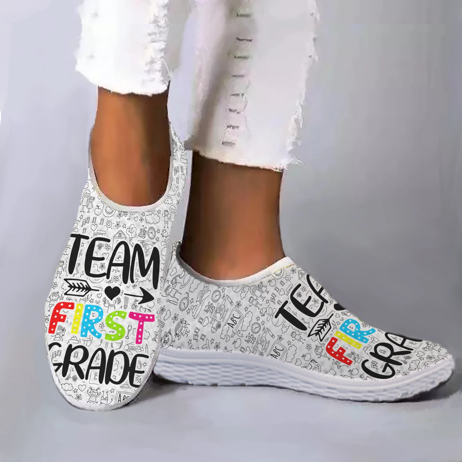 

INSTANTARTS Fashion Team Design Light Outdoor Non-slip On Shoes Summer Breathable Flat Shoes Leisure Shoes Casual Sneakers
