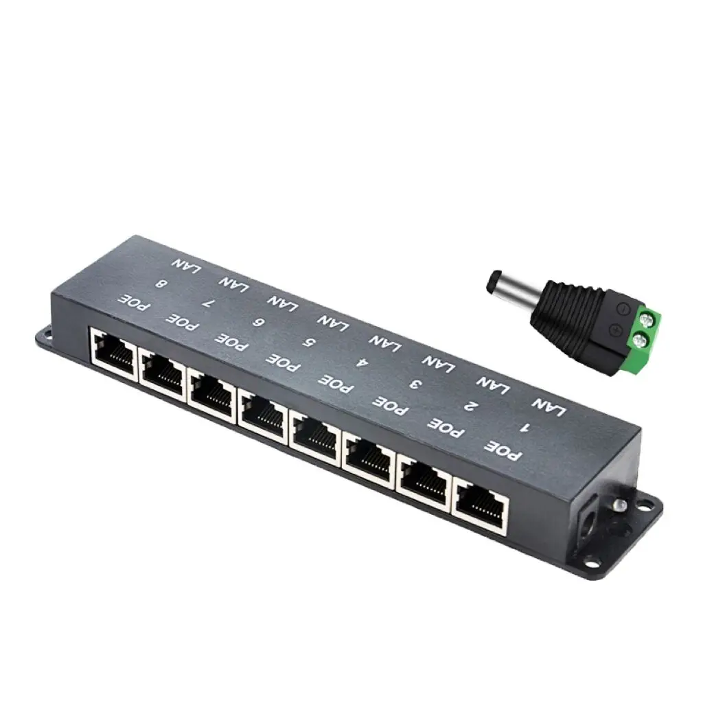 Настенное крепление 24 в 60 Вт 8 портов питания по Ethernet Инжектор PoE 100 Мбит/с для WiFi AP
