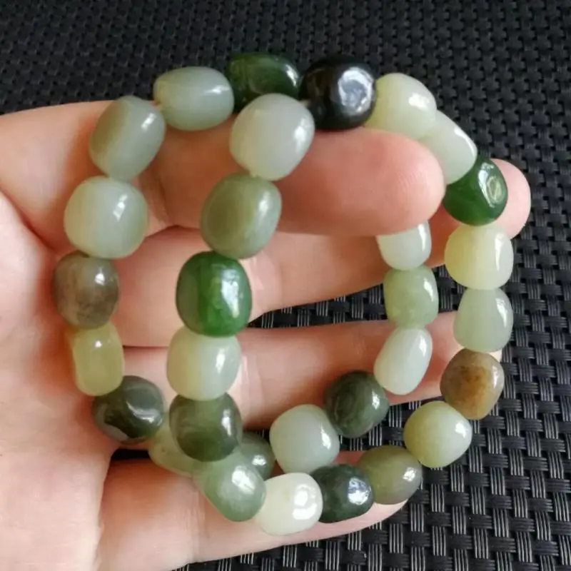 

Natural Nephrite Jade Beads Bracelet Men Women Healing Gemstone Fine Jewelry Genuine Hetian Jades Seed Stone Bracelets Bangles