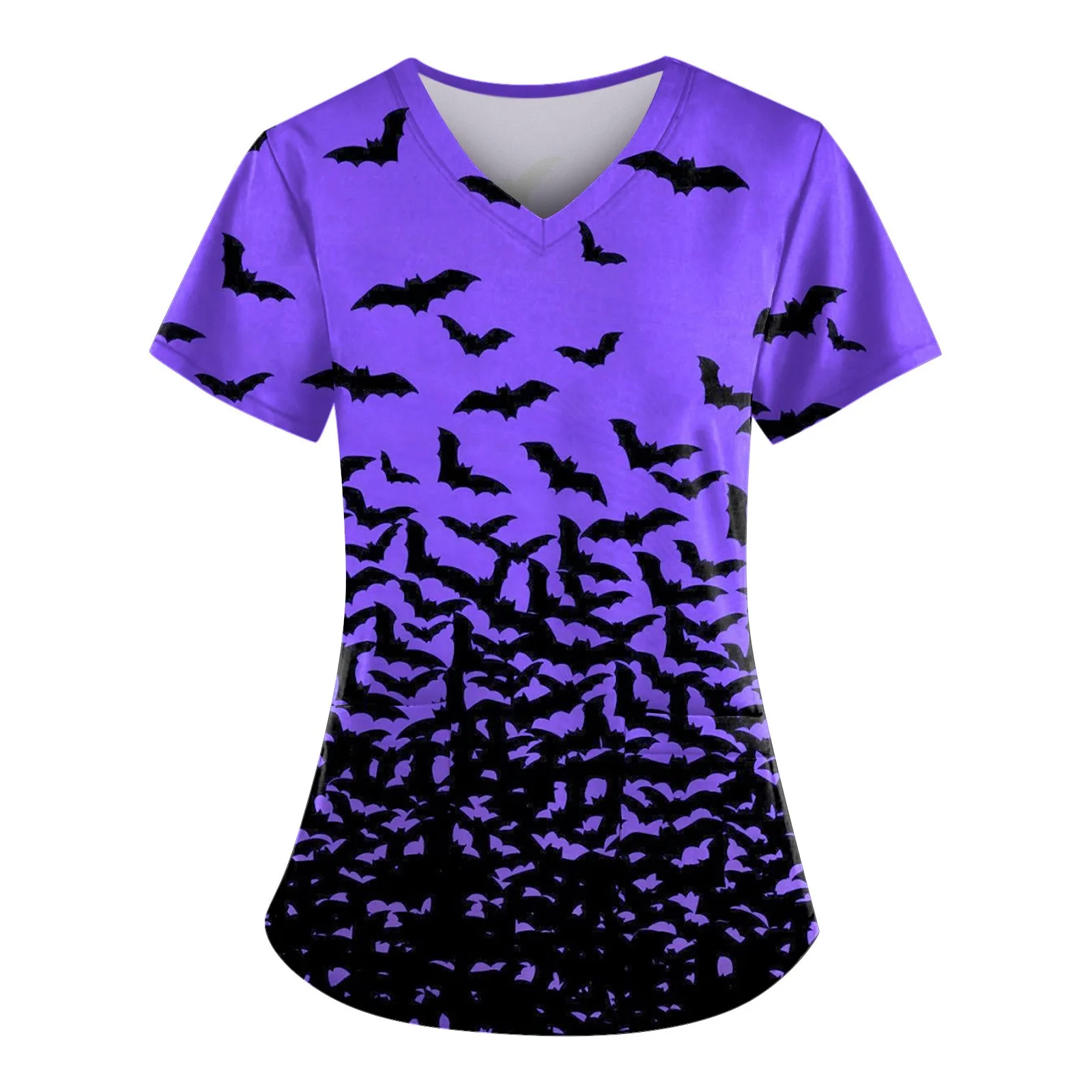 

Женская одежда для кормления на Хэллоуин с V-образным вырезом, модные повседневные топы с принтом, удобные мягкие топы с карманами, Униформа, женская одежда