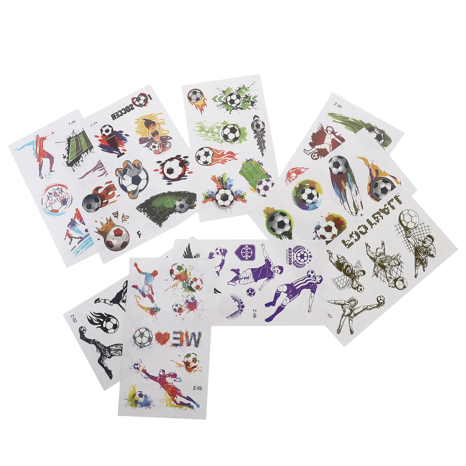

10 Sheets Soccer Ball Tattoos Decorative Temporary Adult Decorate Paper Stickers Kids Child
