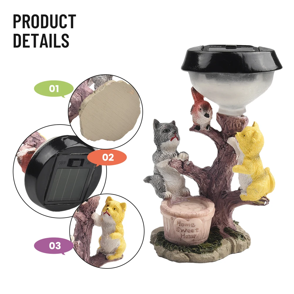 

For Courtyard Balcony Decor Garden Decoration Artware Decorative Trinket 12*6*6cm Animal Shaped Outdoor Resin Solar