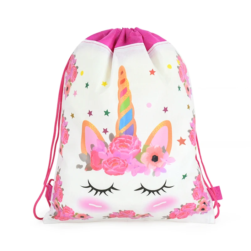 

1 шт., тематическая вечеринка с единорогом, нетканая ткань, сумка на шнурке, детские подарки на день рождения, рюкзак, сумки