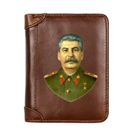 2022 new arrivals soviet stalin printing genuine leather men wallet classic pocket slim card holder male short coin purses