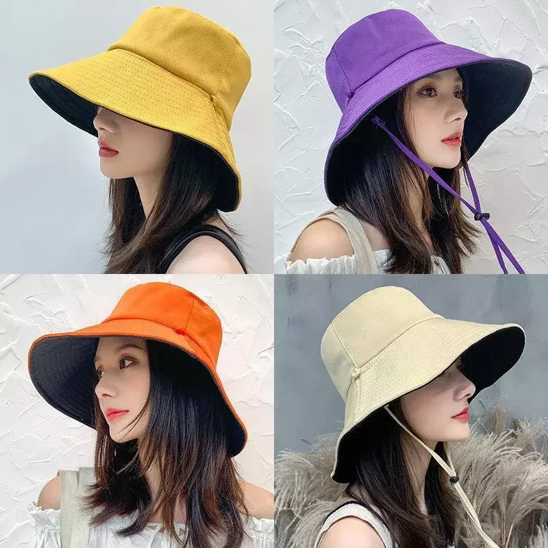 Foldable Bucket Hat Summer Sun Hat  for Women Girls Visor Fisherman Cap Anti-UV Wide Brim Sunscreen Hats Caps