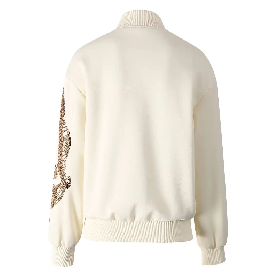 SEQINYY Elegant Loose Jacket Spring Autumn New Fashion Design Women Runway Embroidery Flower Sequined Casual Top High Street