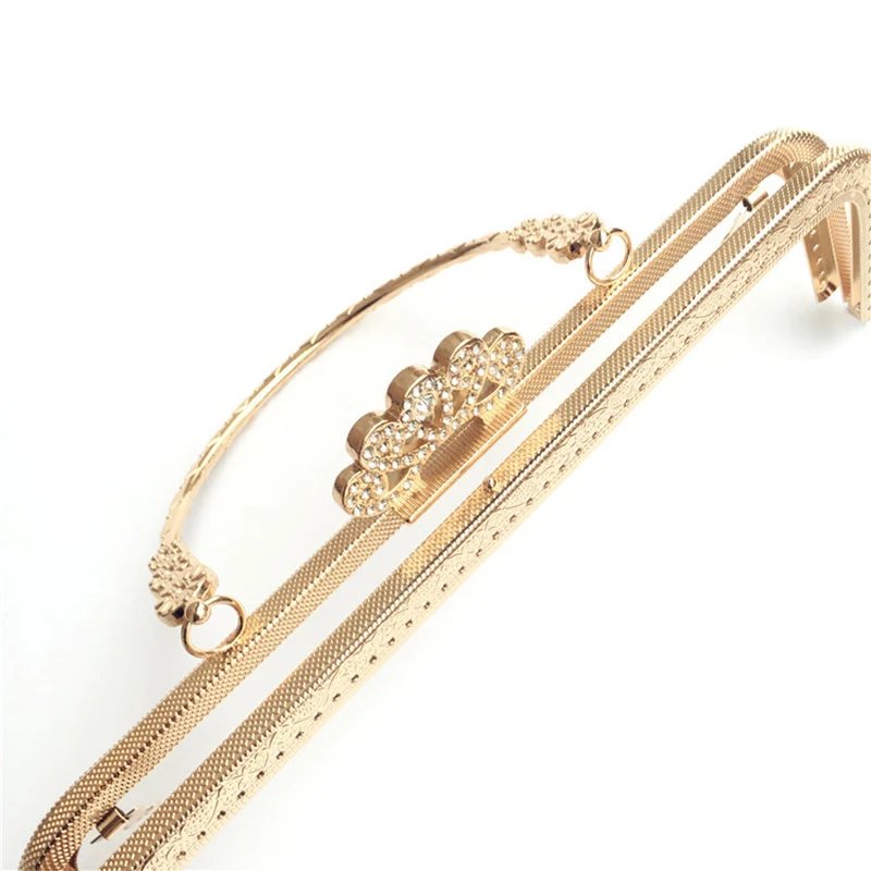 10pcs/lot 20.5 cm Antique Bronze golden crown Metal Purse Frame pure clasp bag handle for handle purse DIY bags accessory