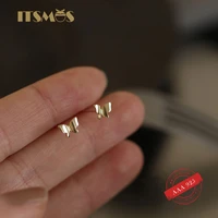 itsmos s925 sterling silver smooth butterfly earrings lovely simple 14k gold plated studs mini for women piercing stud earrings